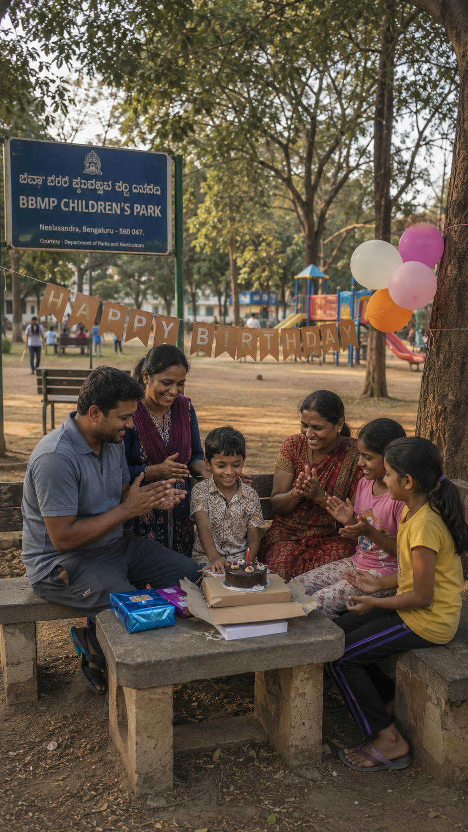 A birthday celebration at BBMP Children's Park, Neelasandra, Bangalore