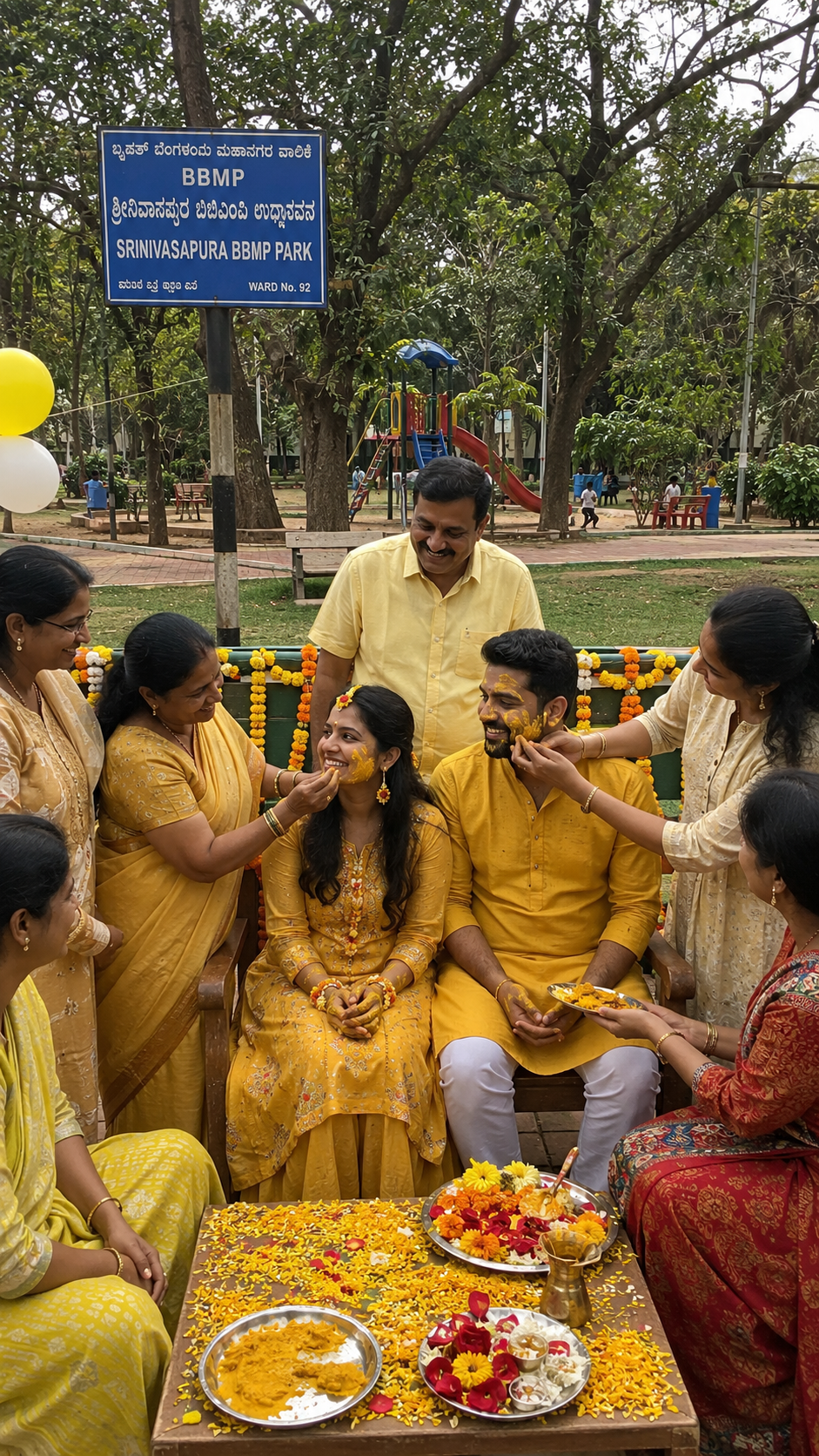 A haldi ceremony held at Srinivasapura BBMP Park, Bangalore